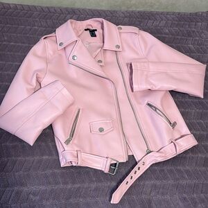 Girls pink leather jacket